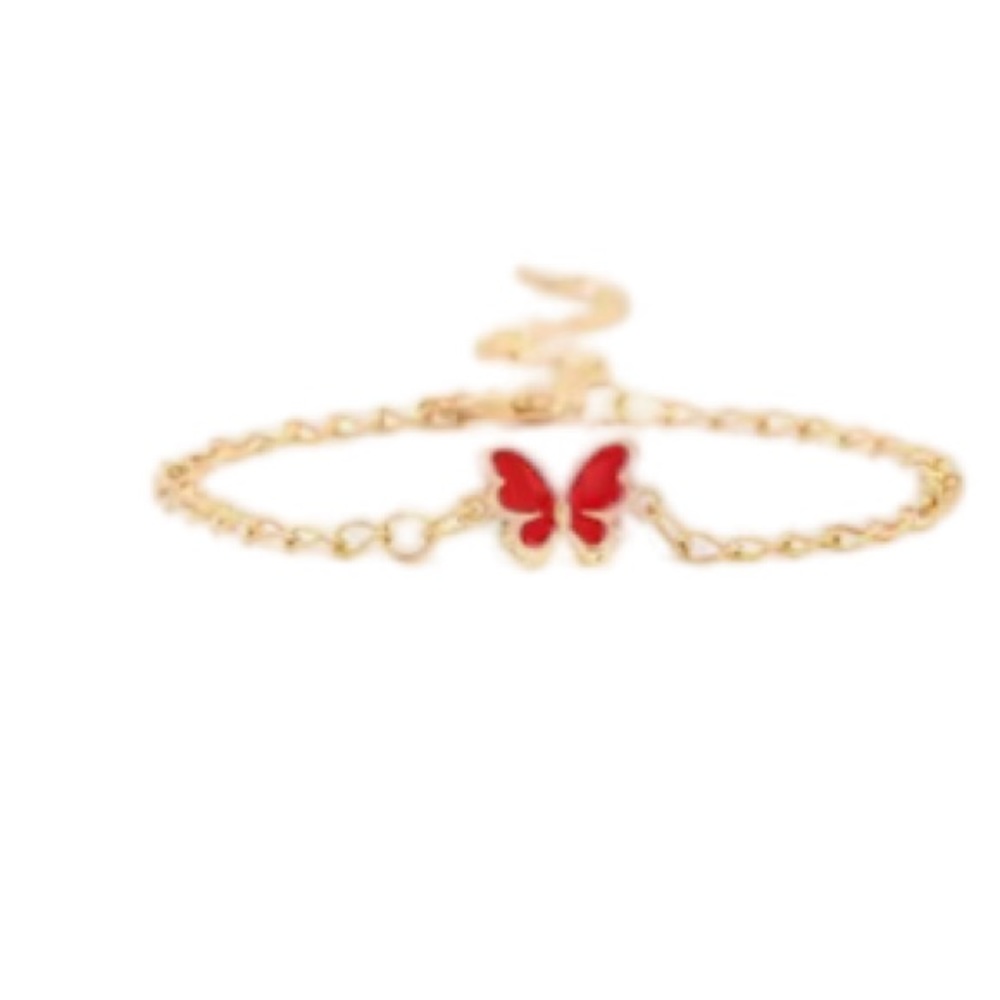 Gold and Red Butterfly Bracelet/Anklet